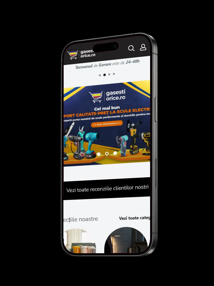GasestiOrice.ro: Magazin Shopify pentru un marketplace românesc, gândit să vândă în primul rând pe telefon.